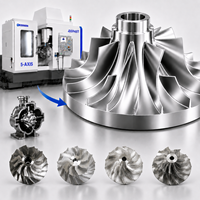 Turbine de compresseur centrifuge sur mesure usinée CNC en acier inoxydable et aluminium de précision