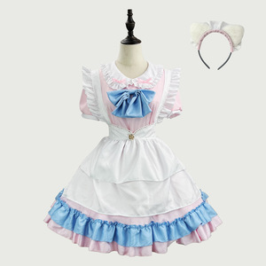 Sweet Maid Outfit Pink White Bell Collar Cosplay Costume Plus Size Halloween Dress Anime Role Play Costume - Product Image 2