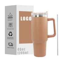 Mug de voyage isotherme en acier inoxydable à double paroi de 40 oz avec poignée et paille, finition mate, design par sublimation, écologique, pour le sport