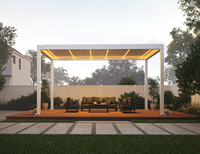 Pergola de luxe moderne en aluminium pour balcon et jardin avec toit à persiennes électrique rétractable et étanche Cadre enduit de poudre de LED