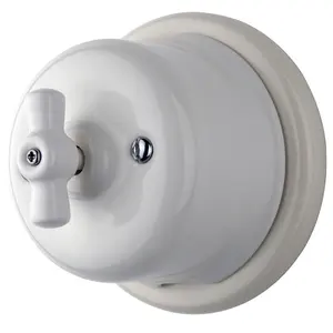 House Suitable Ceramic Vintage Surface Mounted Double One Way Rotary Switch Porcelain Electric Switch for Lighting Made in China