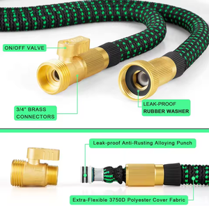 Tuyau d'arrosage extensible Hot Sale Jade Hill G-587, s'étend 3 fois, sans plis, flexible, léger, en TPE, 10 fonctions de pulvérisation - Product Image 2