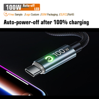 Câble USB-C OEM en gros avec arrêt automatique, charge rapide PD 100W, puce Emark, rythme respiratoire, nylon, cuivre pur, pour iOS et appareil photo
