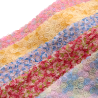 Tissu en tulle brodé multicolore 3D à motif floral en dentelle, 100 % acrylique, anti-boulochage, respirant, pour accessoires