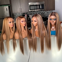 13x4 cheveux humains brésiliens Hd perruques avant de lacet 180% densité cheveux vierges perruques en surbrillance 12A perruques de couleur brute pour les femmes noires
