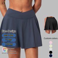 Jupe de tennis personnalisée à taille croisée, respirante et à séchage rapide, idéale pour le yoga, le sport, la gym et le golf, avec short intégré et poches