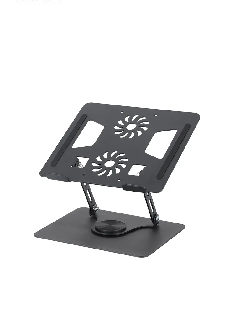 OEM 360 Degree Rotating Foldable Laptop Riser Holder Aluminum Alloy Portable Laptop Cooling Stand With Double Fans