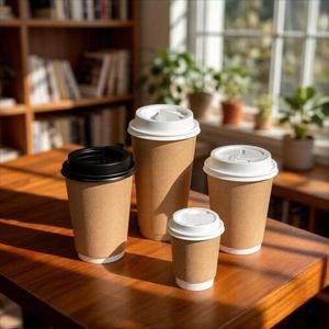 Tendencia Actual: Vasos de Papel Kraft Biodegradables y Ecológicos de Doble Pared con Tapas para Vino, Personalizables con Logotipo, en Tamaños de 8oz, 10oz, 12oz y 16oz - Product Image 3