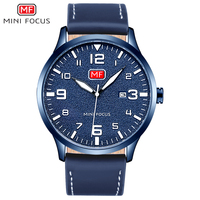 Jam Tangan Pria MINI FOCUS 0158G Hijau Quartz Sederhana Santai Tampilan Analog Tali Kulit untuk Pria Hadiah Jam Tangan