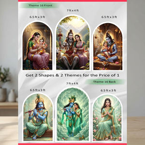 Ensemble d'arches de dévotion en vinyle réversible de qualité supérieure Shiv Parivar Radha Krishna (3 pièces) NOUVELLE ARRIVÉE Amour divin Harmonie céleste - Product Image 3