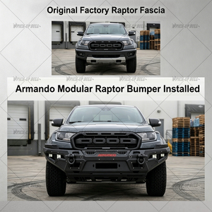 Paraurti Anteriore Armando in Acciaio Rinforzato per Fuoristrada, Compatibile con Ranger T7 T8 <span class=keywords><strong>Raptor</strong></span>, con Luci LED e Supporto per Verricello - Product Image 3