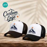 Casquette Trucker Décontractée Ajustable pour l'Extérieur, Personnalisée OEM ODM, Bicolore, en Sergé avec Dos en Maille, Imprimé par Transfert Thermique, Visière Courbée