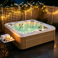 VIRLUX Spa extérieur autoportant moderne et écologique pour 6 personnes, 1 transat, 56 jets de massage, coque en acrylique, bien-être en plein air