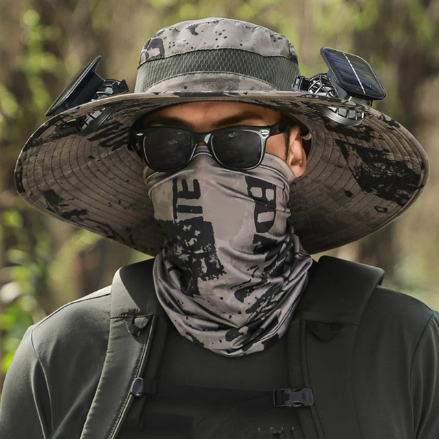Sun Bucket Hat Custom Fashion With Solar Fans Wide Brim UPF 50+ Protection for Men Women Fishing Hat Solar Fan Hat