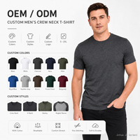 Camiseta de Hombre al por Mayor con Logotipo Personalizado, 180g, Algodón Color Carbón, Manga Corta, Cuello Redondo, Detalle de Puntada Cruzada, Estilo Casual, OEM