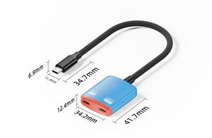 Adaptateur USB-C 1 entrée 2 sorties mâle vers femelle <span class=keywords><strong>avec</strong></span> câble audio et charge rapide 60W pour <span class=keywords><strong>iPhone</strong></span> 16/15, <span class=keywords><strong>Samsung</strong></span> Galaxy S25/S24/S23 - Product Image 3