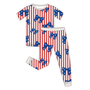 Robe personnalisable pour bébé fille, imprimé drapeau américain, design nœud patriotique 4 juillet, robe pour tout-petit, robes tourbillon personnalisées pour nourrisson - Product Image 2