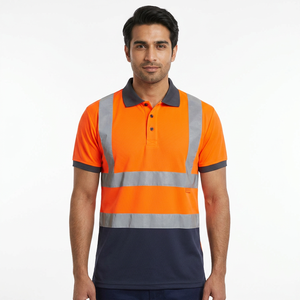 Polos unisexes haute visibilité pour hommes, deux tons, polyester, réfléchissants, sécurité, pas chers, classe 2 - Product Image 1