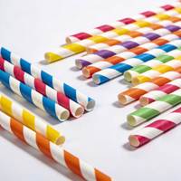 Pailles à boire en papier biodégradables en gros, imprimées, rayées, colorées, jetables pour jus