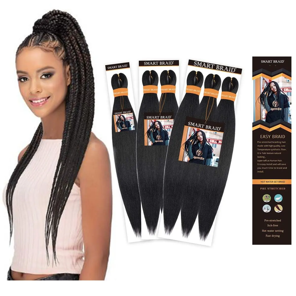 Braid Hair Synthetic Hair Free Sample Synthetic Pre Stretched Yaki Ombre Braiding Hair For Wholesale Braid Hair Prestretched Braiding Hair Extension