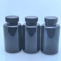 Bouteilles vides en plastique PET noir de 200 CC pour pilules et capsules de vitamines, contenants pour compléments nutritionnels avec bouchon à vis et impression sérigraphiée