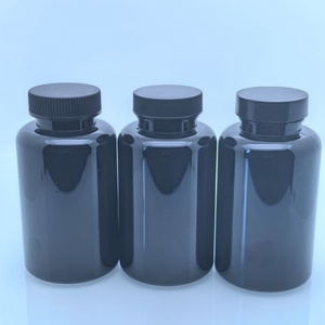 <b>Empty</b> 200CC Black PET <b>Plastic</b> Vitamin Capsule <b>Bottles</b> Nutritional Supplement Containers with Resistant Cap - Product Image 2