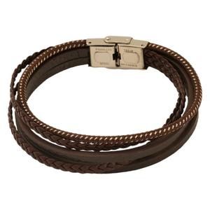 Leather Cord Braided Bracelet Men's Stainless Steel Multi Layer Black Coffee Everyday Wear Jewelry - Product Image 5