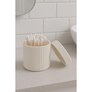 Juego de Organizadores de Baño Cilíndricos Minimalistas de Plástico, 3 Piezas, Soporte para Pinzas de Pelo y Hisopos de Algodón, Fácil de Limpiar, Independiente - Product Image 5