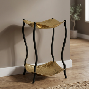 AK Brass Indoor Decorative Metal <b>Planter</b> Tray Two <b>Tier</b> For Small Bowls And <b>Planter</b> Tray For Decoration Golden And Black - Product Image 2