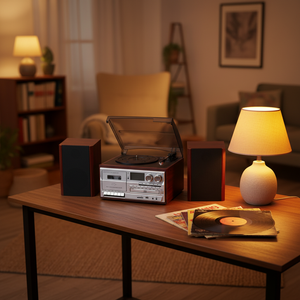 مشغل أسطوانات فينيل كلاسيكي 9 في 1 من دوساوند مع مشغل أقراص مدمجة وكاسيت وتشغيل فيديو عبر USB - Product Image 4