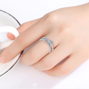 LUOTEEMI Chất Lượng Cao Rõ Ràng Cubic Zircon Bridal Set Trang Sức Thời Trang Vàng Trắng Màu Resizeable Nhẫn Đối Với Phụ Nữ - Product Image 3