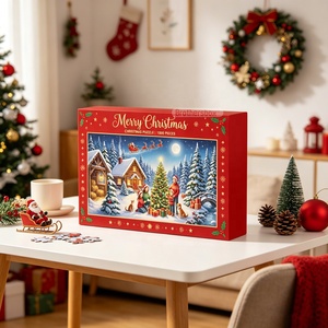 Calendrier de l'Avent de Noël <span class=keywords><strong>personnalisé</strong></span> en carton, 100/300 pièces, vente en gros, <span class=keywords><strong>puzzle</strong></span> de compte à rebours de 24 jours avec boîte - Product Image 2