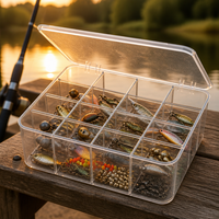 Organisateur de rangement en PET avec couvercle rabattable, compartiments divisés, multifonctionnel, pour cuisine, cartes, pêche, usage domestique, bureau, empilable, vente en gros