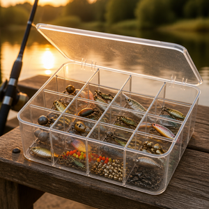 Organizzatore portaoggetti in PET con coperchio a ribalta, scomparti divisi, multifunzione, per cucina, carte, pesca, <span class=keywords><strong>casa</strong></span>, scrivania, impilabile, all'ingrosso - Product Image 5