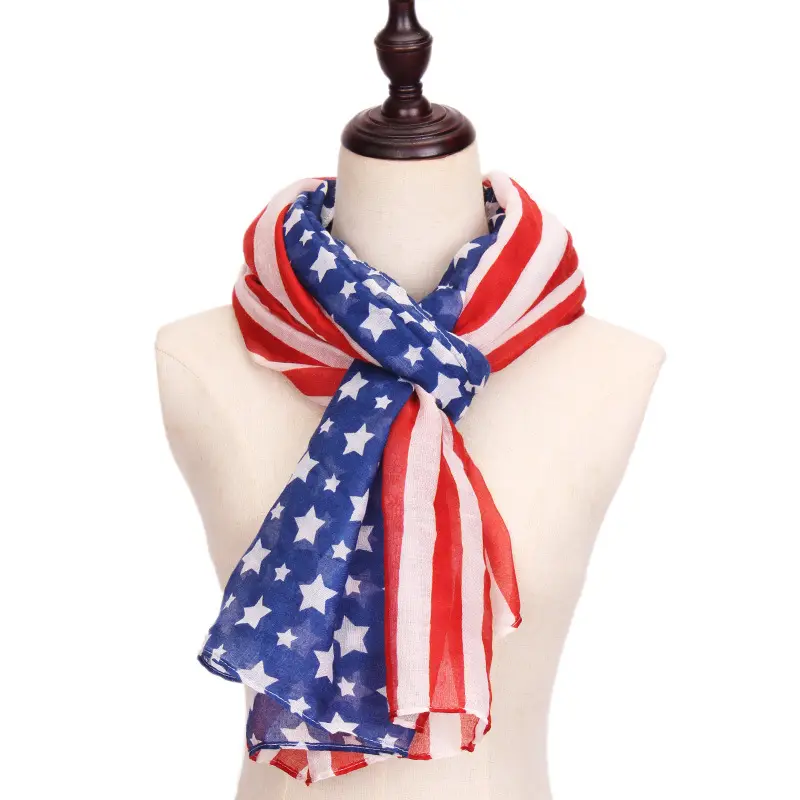 الأكثر مبيعًا الولايات المتحدة الأمريكية العلم الوطني الأوشحة النجوم طباعة الشيفون الحرير وشاح البلد العلم الامريكي وشاح ليوم الاستقلال