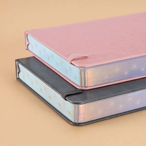 A5 Sakura Hardcover <b>Notebook</b> PU Leather Gold Foil Debossed Silver Edge <b>Dot</b> Grid Journal with Ribbon and Elastic Band Gift - Product Image 4