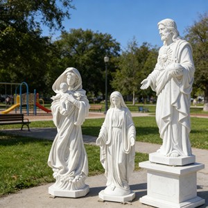 Estatua de la Sagrada Familia de Mármol Hecha a Mano, Diseño Europeo Religioso, Tamaño Real para Exteriores, para Iglesia y Jardín - Product Image 6