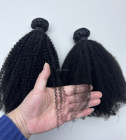 Perruque Lace Frontale en Cheveux Humains Brésiliens à Cuticules Alignées, Tissage Afro Kinky Bouclé, Lot de Cheveux pour Femmes Noires, Prix Abordable