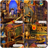 CAYI 2025 Magic Academy Kit de bricolage Book Nook en bois, artisanat fait main, maison de poupée miniature, insert pour étagère à livres
