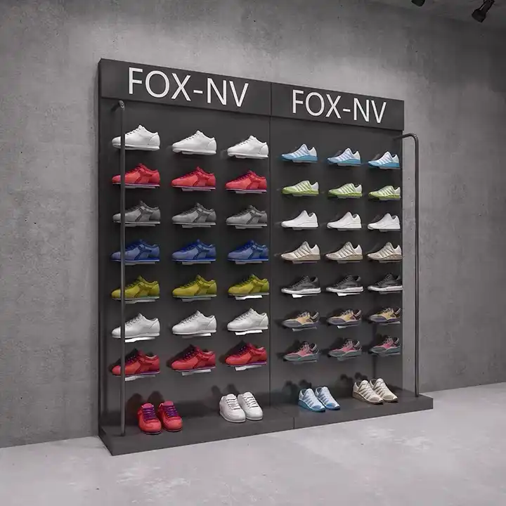 exhibition shoe display shelf wall mounted