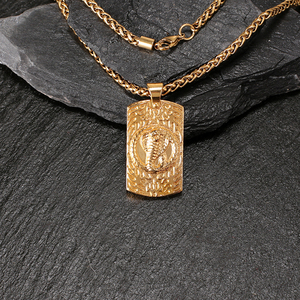 Customized Logo Snake <strong>Table</strong> Square <strong>Stainless</strong> <strong>Steel</strong> Charm Pendant Necklaces Hip Hop Jewelry for Men - Product Image 1