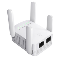 Répéteur WiFi double bande 5G 2,4 GHz/5,8 GHz 300 Mbps en promotion avec couverture de 500-1000 m² et 4 antennes externes, compatible GSM/GPRS/IP/POE