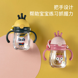 Tasse d'apprentissage pour bébé avec motif couronne et dessin animé, sans BPA, à large ouverture, pour enfants de 1 à 2 ans - Product Image 2