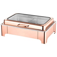 Ensemble de buffet pour hôtel de luxe et restaurant, chauffe-plat électrique rectangulaire en acier inoxydable rose gold 9L