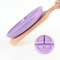 Assiettes divisées pour tout-petits Vaisselle pour enfants Ensemble d'alimentation incassable Assiettes pour bébé en silicone à succion pour les enfants de la première étape