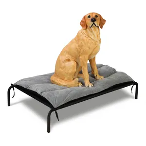 2024 design various sizes black powder metal frame textilene bed plate dog bed luxury with soft cushion