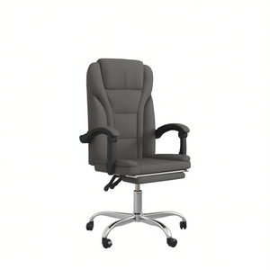 Sedia da Ufficio Grigio Scuro 100% Poliestere Reclinabile Girevole con Telaio in Metallo e Base Cromata per Sedute da Ufficio - Product Image 1