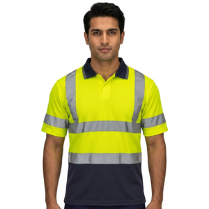 Ropa de Seguridad de Alta Visibilidad Personalizada, Camiseta Polo de Trabajo Unisex de Poliéster/Algodón Transpirable y Reflectante Fluorescente - Product Image 1