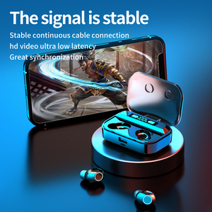 Earphone <span class=keywords><strong>Mini</strong></span> TWS layar sentuh Digital, <span class=keywords><strong>Headset</strong></span> 9D Stereo portabel olahraga tahan air - Product Image 5