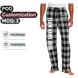 Envío Directo, venta al por mayor, pantalones de pijama navideños para hombre, pantalones de salón informales, pantalones de pijama a cuadros con bolsillos - Product Image 2